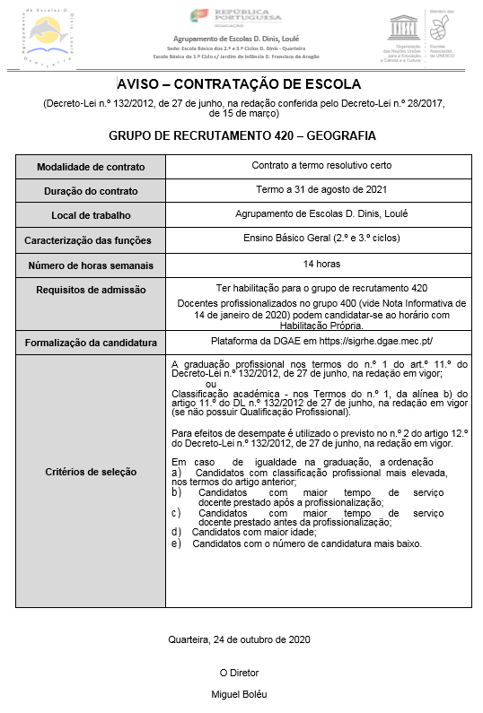 Aviso ContratacaoEscola Grupo420