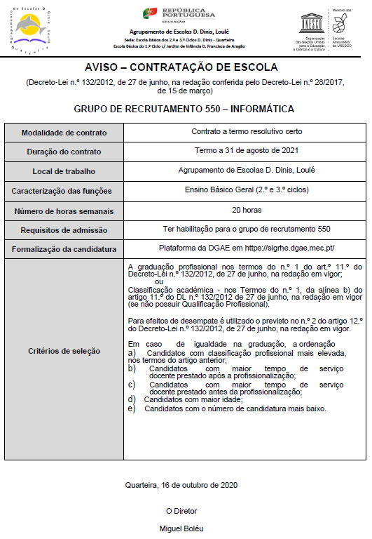 Aviso ContratacaoEscola Grupo550