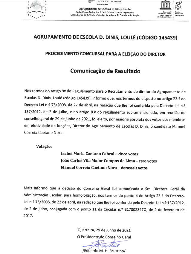 Resultados Eleicao Diretor