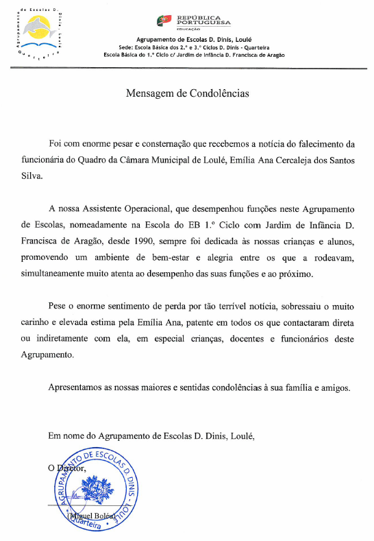 Mensagem Condolencias Emilia