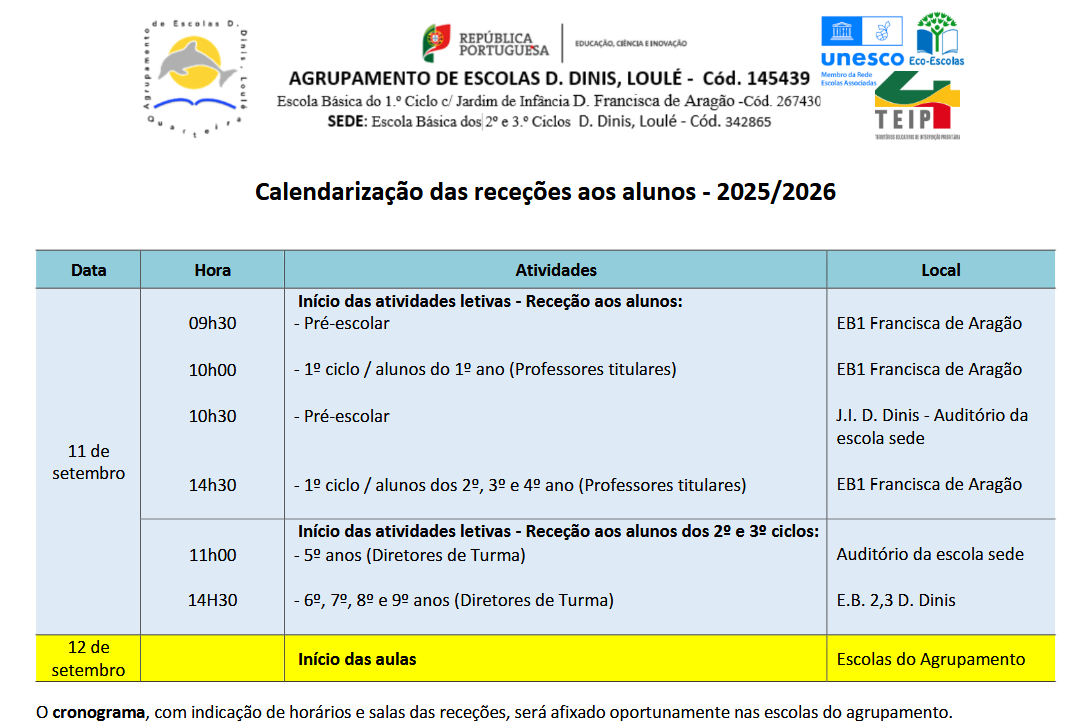 Calendarizacao Alunos