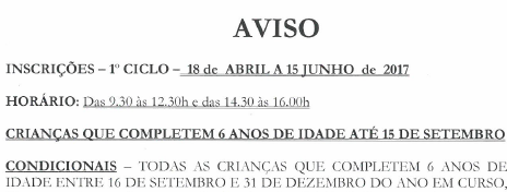 Aviso Inscricao1ciclo